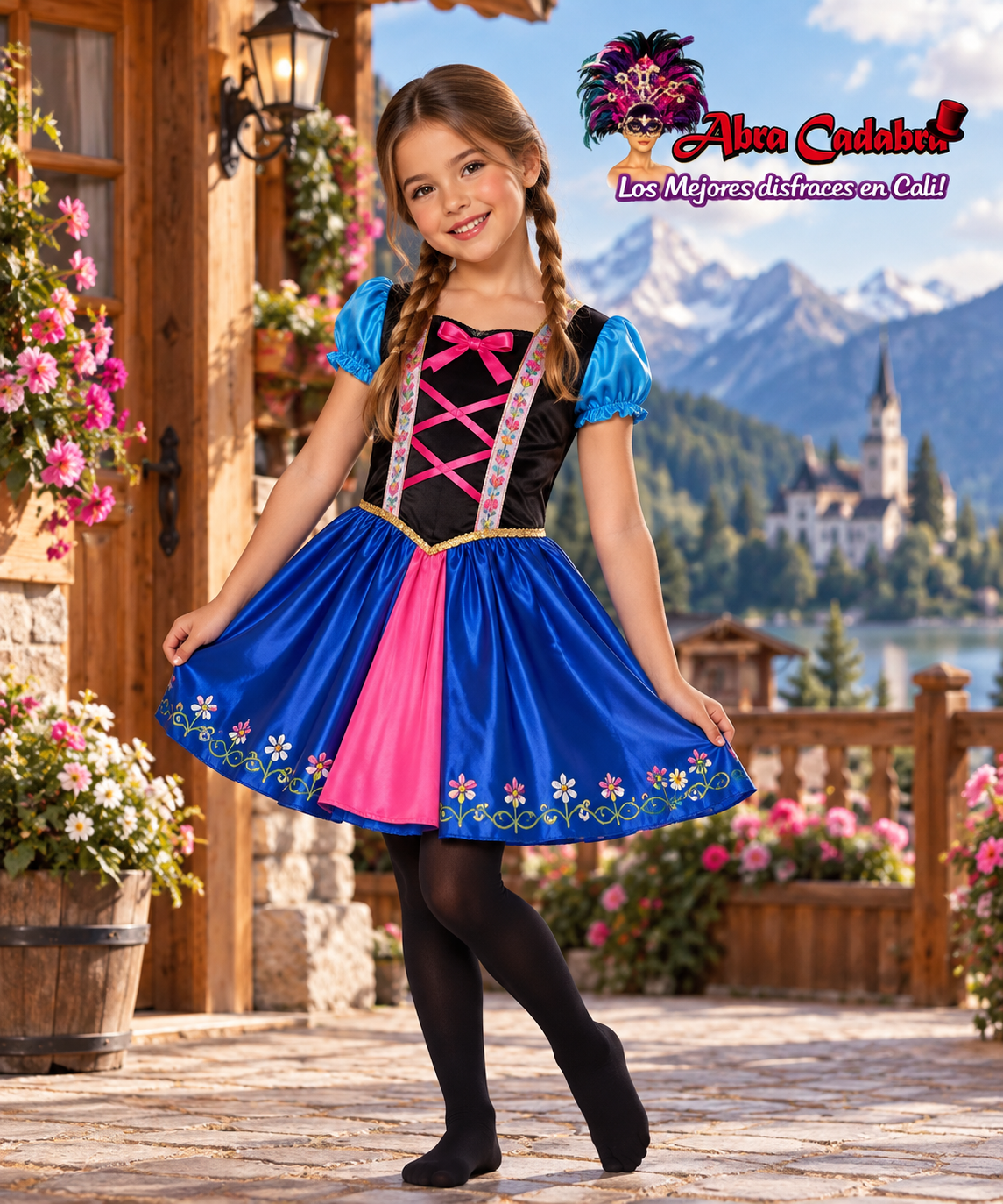 Princesa alpina entre flores y montañas